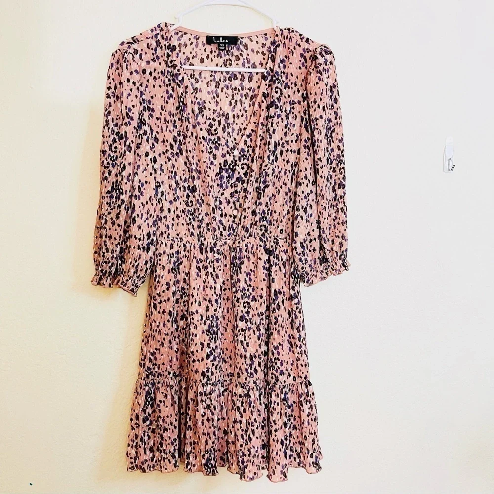 Lulus Parkside Mauve Multi-Print Mini Dress Women Size XS Pink/Purple - Picture 3 of 12